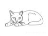 Minimalist Line Art of British Shorthair Cat Lying Down Looking Up