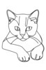 Minimalist Line Art of British Shorthair Cat Lying Down Looking Up