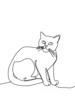 Minimalist Line Art of British Shorthair Cat Lying Down Looking Up