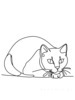 Minimalist Line Art of British Shorthair Cat Lying Down Looking Up