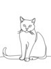 Minimalist Line Art of British Shorthair Cat Lying Down Looking Up