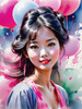 Printable Art of a Bubbly Girl in Pink with Pastel Balloons