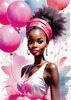Printable Art of a Bubbly Girl in Pink with Pastel Balloons