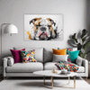 Bulldog Abstract Portrait Living Room Demo