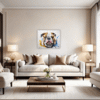 Bulldog Abstract Portrait Living Room Demo