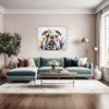 Bulldog Abstract Portrait Living Room Demo