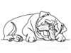 Minimalist Line Drawing of a Relaxed Bulldog Sprawled Out