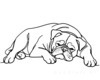 Minimalist Line Drawing of a Relaxed Bulldog Sprawled Out