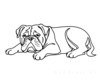 Minimalist Line Drawing of a Relaxed Bulldog Sprawled Out