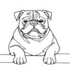 Content Bulldog Sprawled Out Minimalist Line Drawing