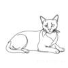 Minimalist Line Art of a Relaxed Burmese Cat