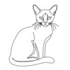 Minimalist Line Art of a Relaxed Burmese Cat