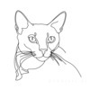 Minimalist Line Art of a Relaxed Burmese Cat