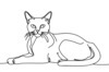 Minimalist Line Art of a Relaxed Burmese Cat