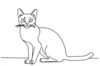 Minimalist Line Art of a Relaxed Burmese Cat