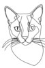Minimalist Line Art of a Relaxed Burmese Cat