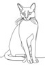 Minimalist Line Art of a Relaxed Burmese Cat