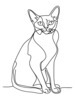 Minimalist Line Art of a Relaxed Burmese Cat