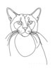 Minimalist Line Art of a Relaxed Burmese Cat