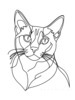 Minimalist Line Art of a Relaxed Burmese Cat