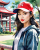 Printable Art of a Sporty Tomboy Girl with Baseball Cap and Sneakers in a Playground Setting