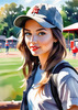 Printable Art of a Sporty Tomboy Girl with Baseball Cap and Sneakers in a Playground Setting