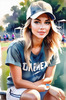 Printable Art of a Sporty Tomboy Girl with Baseball Cap and Sneakers in a Playground Setting
