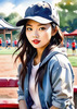 Printable Art of a Sporty Tomboy Girl with Baseball Cap and Sneakers in a Playground Setting