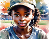 Printable Art of a Sporty Tomboy Girl with Baseball Cap and Sneakers in a Playground Setting