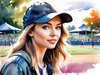 Printable Art of a Sporty Tomboy Girl with Baseball Cap and Sneakers in a Playground Setting