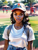 Printable Art of a Sporty Tomboy Girl with Baseball Cap and Sneakers in a Playground Setting
