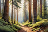 Realistic Cedar Forest with Pine Needle Carpet Art Print