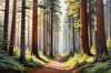 Realistic Cedar Forest with Pine Needle Carpet Art Print