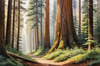 Realistic Cedar Forest with Pine Needle Carpet Art Print
