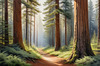 Realistic Cedar Forest with Pine Needle Carpet Art Print