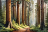 Realistic Cedar Forest with Pine Needle Carpet Art Print
