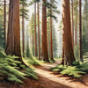 Realistic Cedar Forest with Pine Needle Carpet Art Print