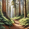 Realistic Cedar Forest with Pine Needle Carpet Art Print