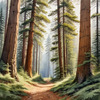 Realistic Cedar Forest with Pine Needle Carpet Art Print