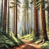 Realistic Cedar Forest with Pine Needle Carpet Art Print