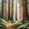 Realistic Cedar Forest with Pine Needle Carpet Art Print