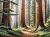 Realistic Cedar Forest with Pine Needle Carpet Art Print