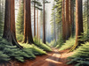 Realistic Cedar Forest with Pine Needle Carpet Art Print