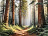 Realistic Cedar Forest with Pine Needle Carpet Art Print