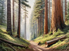 Realistic Cedar Forest with Pine Needle Carpet Art Print