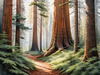Realistic Cedar Forest with Pine Needle Carpet Art Print