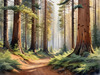 Realistic Cedar Forest with Pine Needle Carpet Art Print
