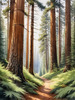 Realistic Cedar Forest with Pine Needle Carpet Art Print