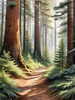 Realistic Cedar Forest with Pine Needle Carpet Art Print