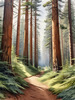 Realistic Cedar Forest with Pine Needle Carpet Art Print